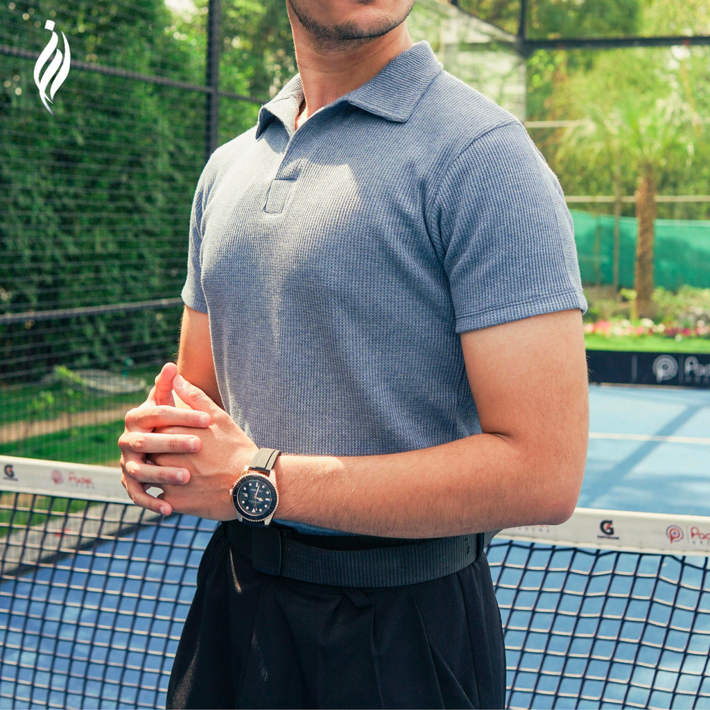 WAFFLE KNITE POLO (B)